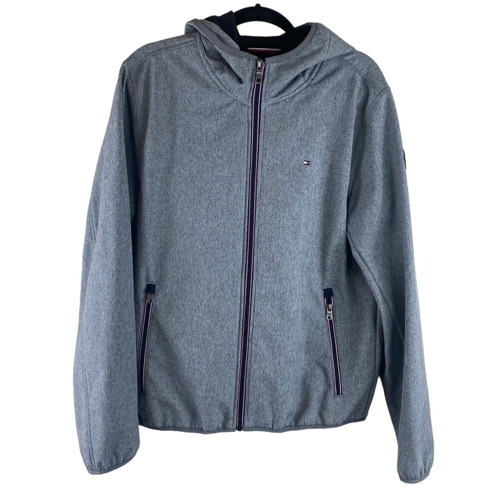 Tommy Hilfiger Men’s Gray Full Zip‎ Water Resistant Hooded Jacket Coat Sz M